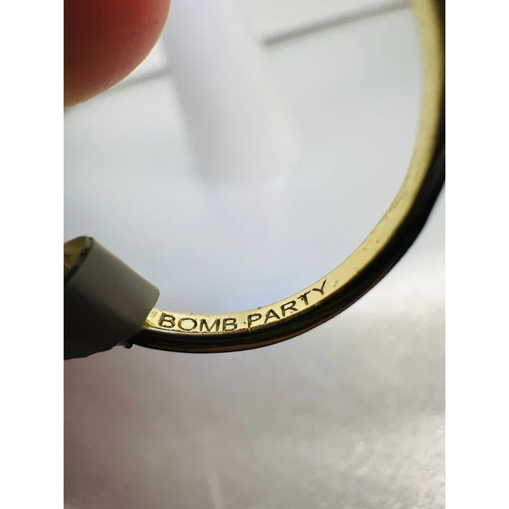 Bomb Party Ring Size 8 Gold Tone Gray Faceted Pear Halo Statement Ring NWT